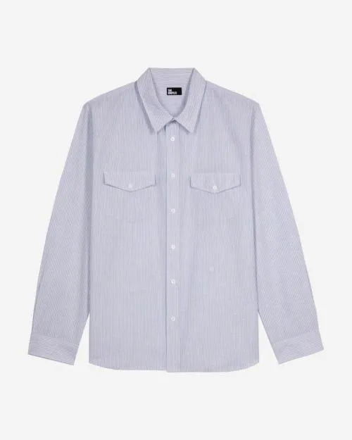 Men Shirts The Kooples Blue And White Striped Shirt Blue White