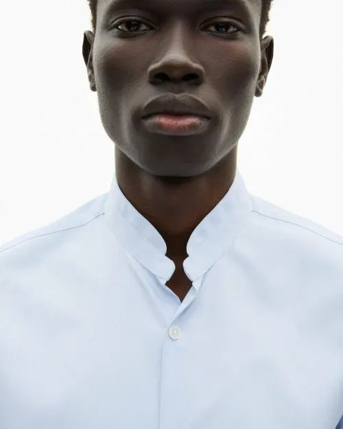 Men Shirts The Kooples Blue Shirt With Officer Collar Light Blue