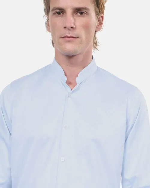 Men Shirts The Kooples Blue Shirt With Officer Collar Light Blue