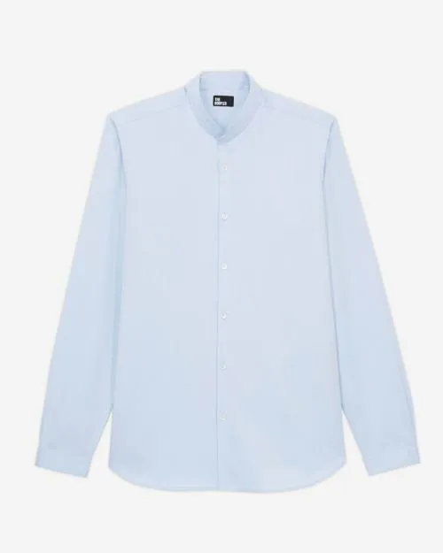 Men Shirts The Kooples Blue Shirt With Officer Collar Light Blue
