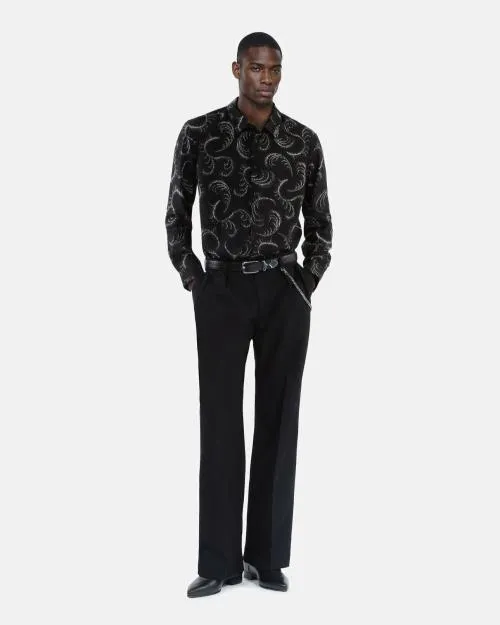 Men Shirts The Kooples Feather Print Shirt Black White