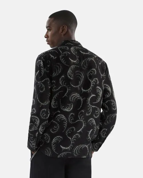 Men Shirts The Kooples Feather Print Shirt Black White