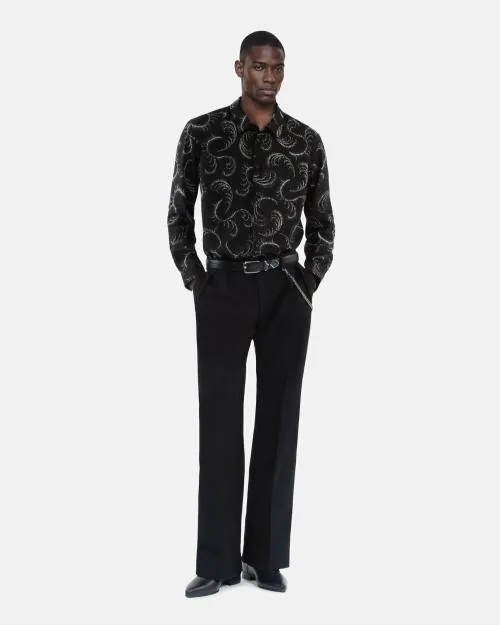 Men Shirts The Kooples Feather Print Shirt Black White