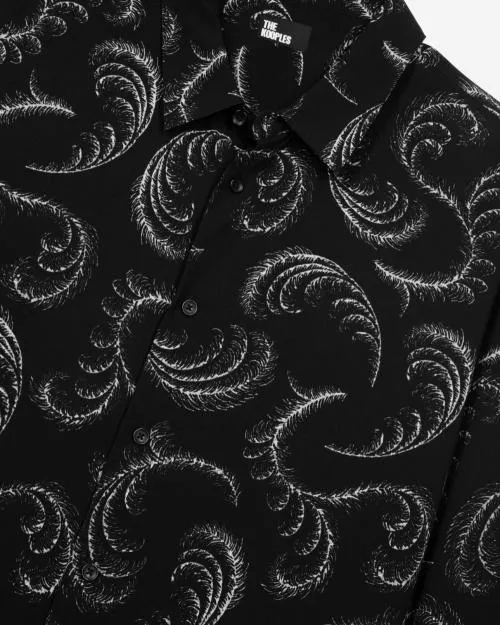 Men Shirts The Kooples Feather Print Shirt Black White