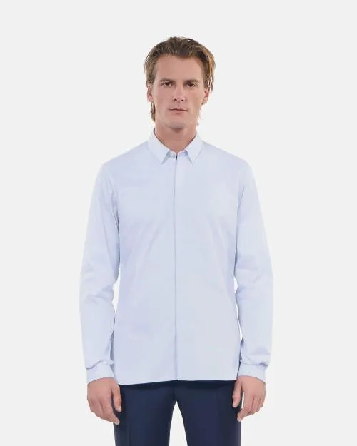 Men Shirts The Kooples Sky Blue Cotton Shirt With Classic Collar Light Blue