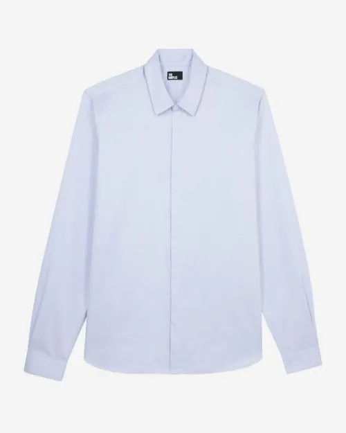 Men Shirts The Kooples Sky Blue Cotton Shirt With Classic Collar Light Blue