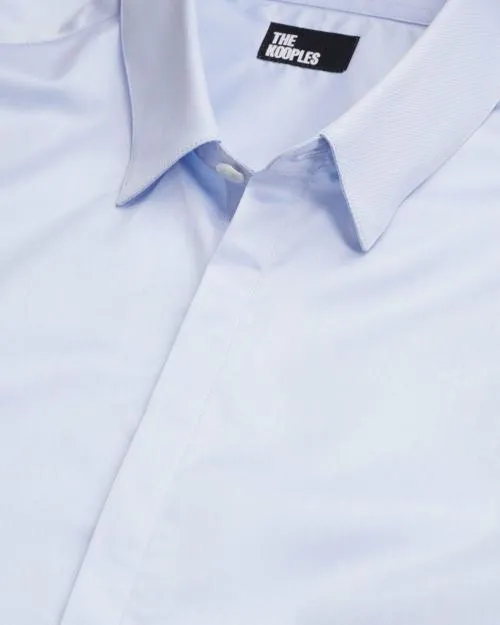 Men Shirts The Kooples Sky Blue Cotton Shirt With Classic Collar Light Blue