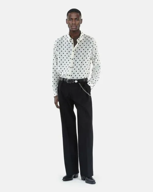 Men Shirts The Kooples White Polka Dot Printed Shirt White Black