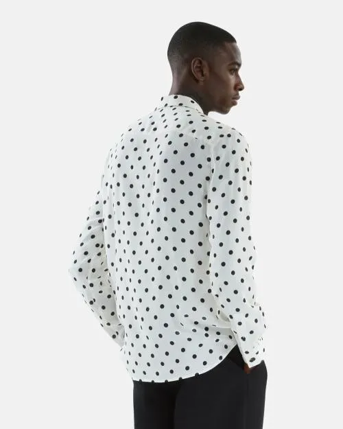 Men Shirts The Kooples White Polka Dot Printed Shirt White Black