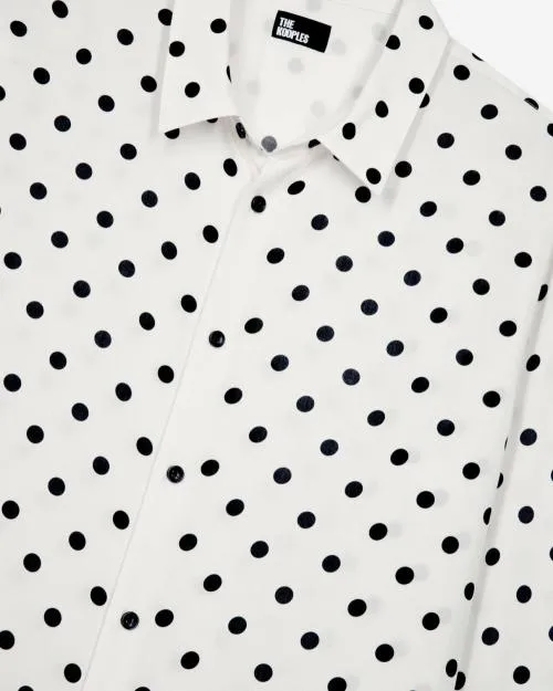 Men Shirts The Kooples White Polka Dot Printed Shirt White Black