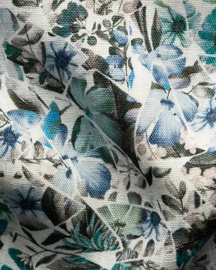 Men Soft Mosaic Flower Print Linen Shirt Blue Eton Casual Shirts Men Soft Mosaic Flower Print Linen Shirt Blue Eton Casual Shirts