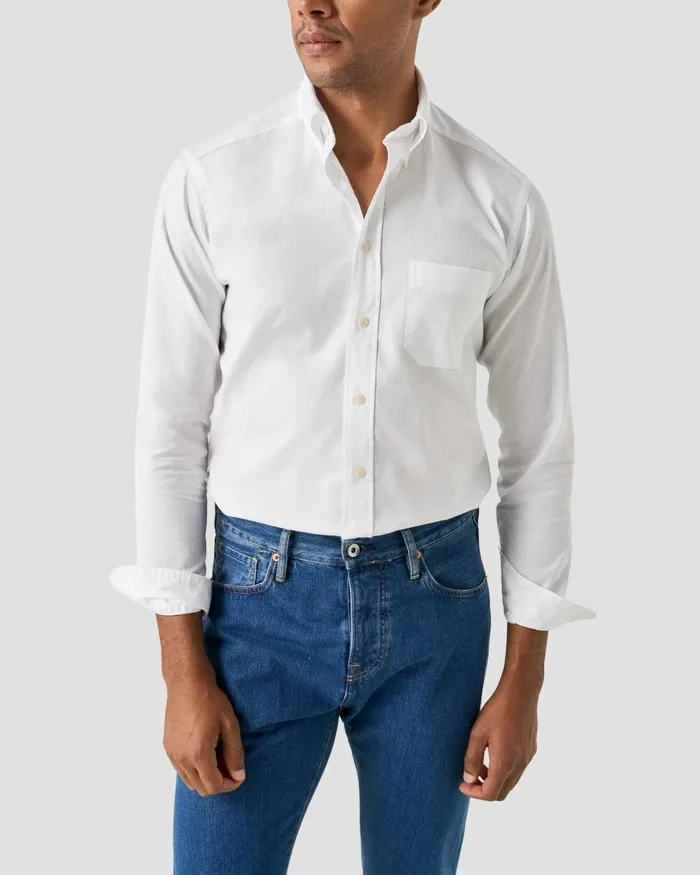 Men Solid Oxford Shirt White Eton Casual Shirts Men Solid Oxford Shirt White Eton Casual Shirts