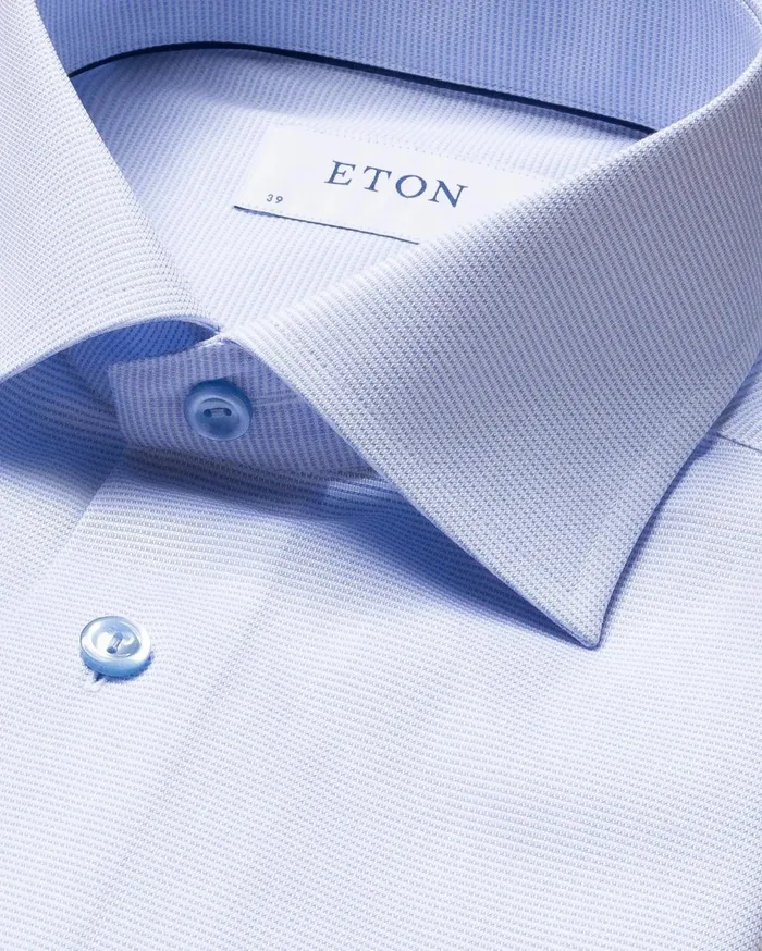 Men Solid Textured Twill Shirt Blue Eton Dress Shirts Men Solid Textured Twill Shirt Blue Eton Dress Shirts