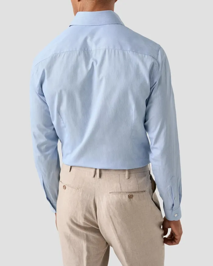 Men Striped Cotton Silk Shirt Blue Eton Casual Shirts Men Striped Cotton Silk Shirt Blue Eton Casual Shirts