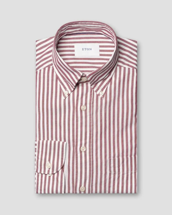 Men Striped Royal Oxford Shirt Red Eton Casual Shirts Men Striped Royal Oxford Shirt Red Eton Casual Shirts