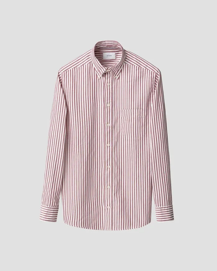 Men Striped Royal Oxford Shirt Red Eton Casual Shirts Men Striped Royal Oxford Shirt Red Eton Casual Shirts