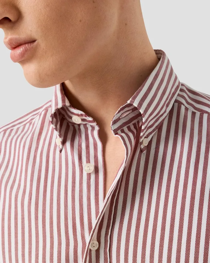 Men Striped Royal Oxford Shirt Red Eton Casual Shirts Men Striped Royal Oxford Shirt Red Eton Casual Shirts