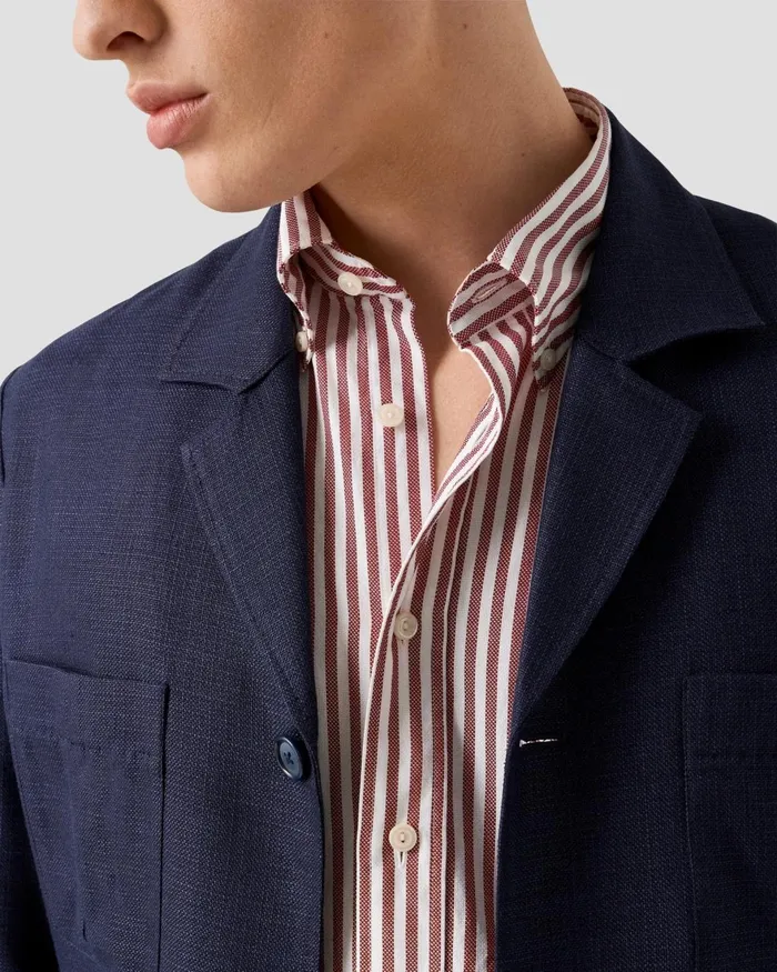 Men Striped Royal Oxford Shirt Red Eton Casual Shirts Men Striped Royal Oxford Shirt Red Eton Casual Shirts