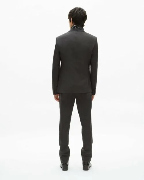 Men Suits The Kooples Black Wool Blend Suit Jacket With MicroCheck Pattern Black Grey