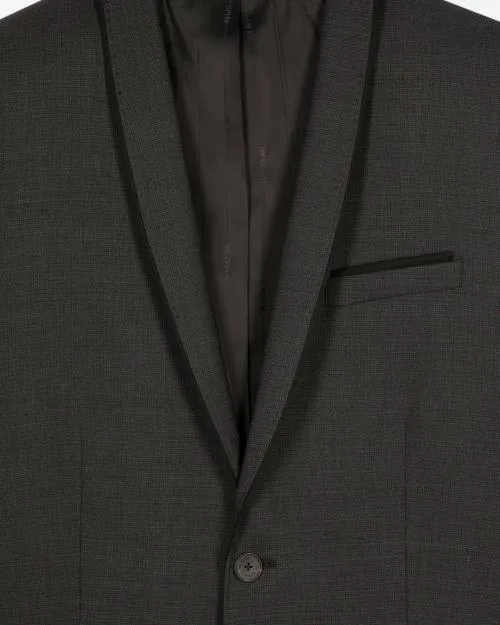 Men Suits The Kooples Black Wool Blend Suit Jacket With MicroCheck Pattern Black Grey