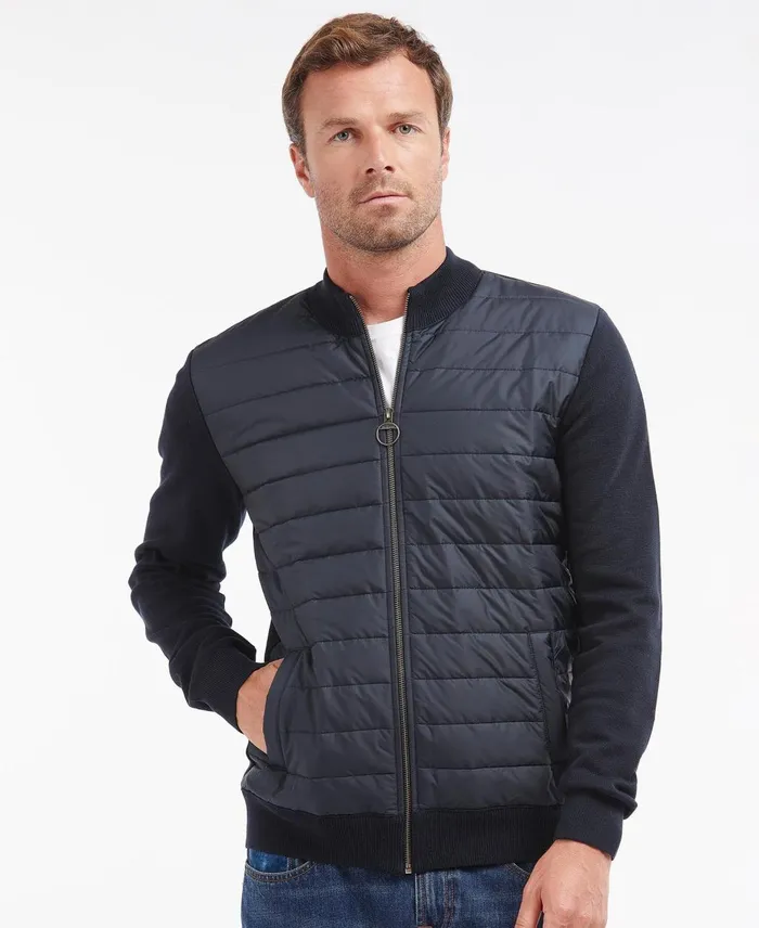 Men Sweaters Barbour Carn Baffle Zip Thru Sweater Navy