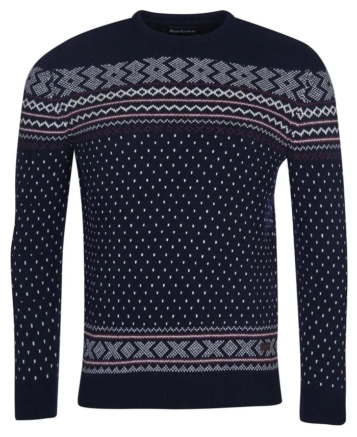 Men Sweaters Barbour Essential Fair Isle Crew Jumper Forest Men Sweaters Barbour Essential Fair Isle Crew Jumper Forest
