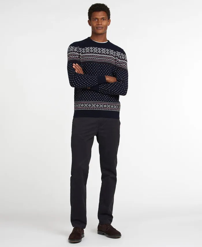 Men Sweaters Barbour Essential Fair Isle Crew Jumper Forest Men Sweaters Barbour Essential Fair Isle Crew Jumper Forest