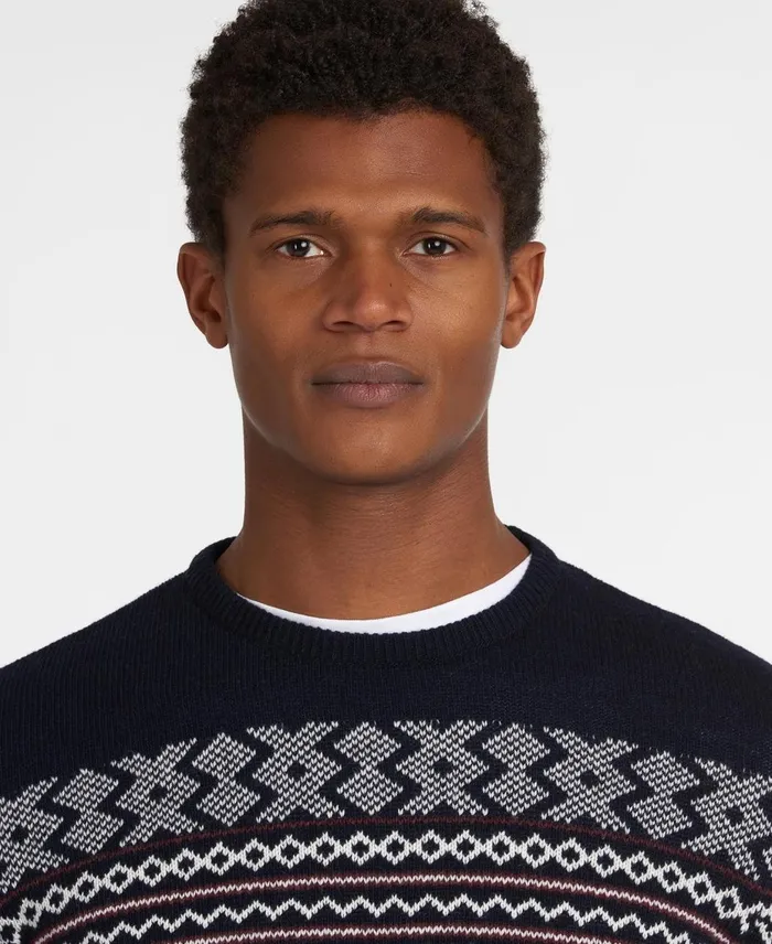 Men Sweaters Barbour Essential Fair Isle Crew Jumper Forest Men Sweaters Barbour Essential Fair Isle Crew Jumper Forest