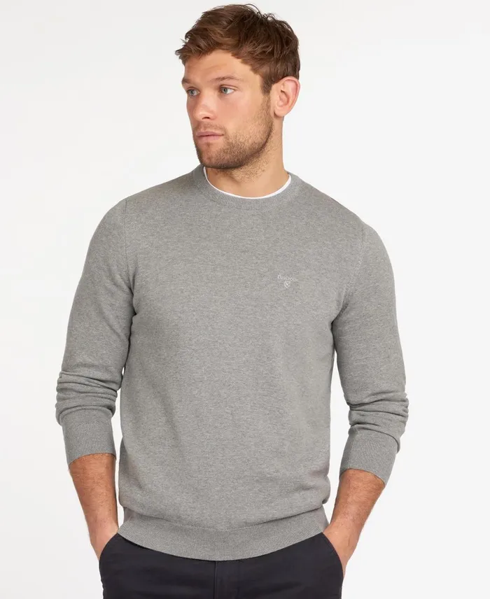 Men Sweaters Barbour Pima Cotton Crew Neck Sweater Antique White