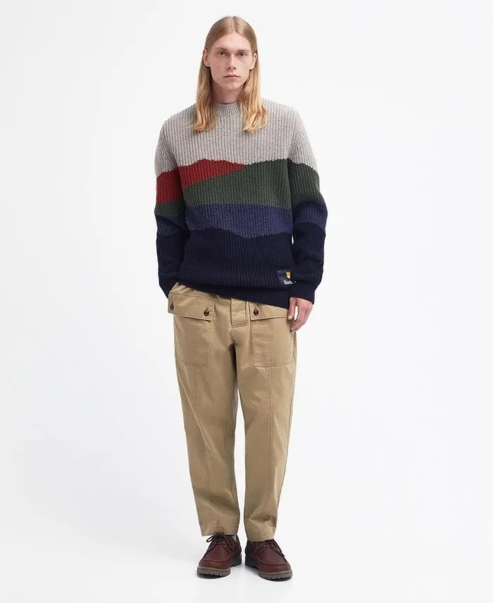 Men Sweaters Barbour X Maison Kitsun Landscape Knitted Jumper Classic Navy Men Sweaters Barbour X Maison Kitsun Landscape Knitted Jumper Classic Navy