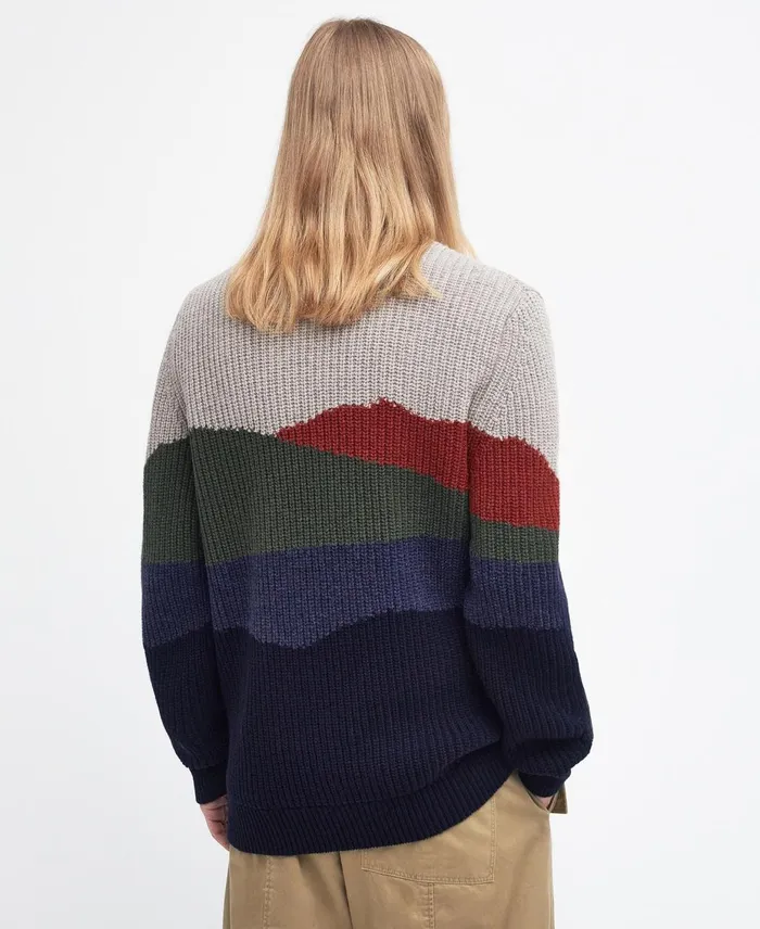 Men Sweaters Barbour X Maison Kitsun Landscape Knitted Jumper Classic Navy Men Sweaters Barbour X Maison Kitsun Landscape Knitted Jumper Classic Navy