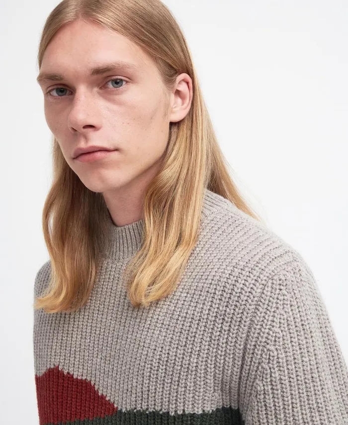 Men Sweaters Barbour X Maison Kitsun Landscape Knitted Jumper Classic Navy Men Sweaters Barbour X Maison Kitsun Landscape Knitted Jumper Classic Navy