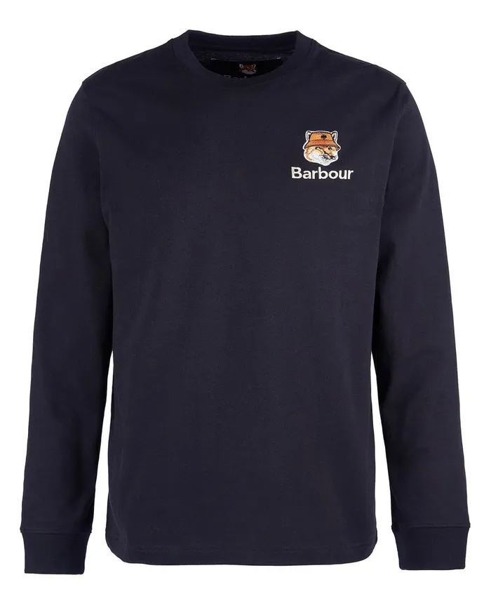Men TShirts Barbour X Maison Kitsun Fox Head TShirt Grey Marl Men TShirts Barbour X Maison Kitsun Fox Head TShirt Grey Marl