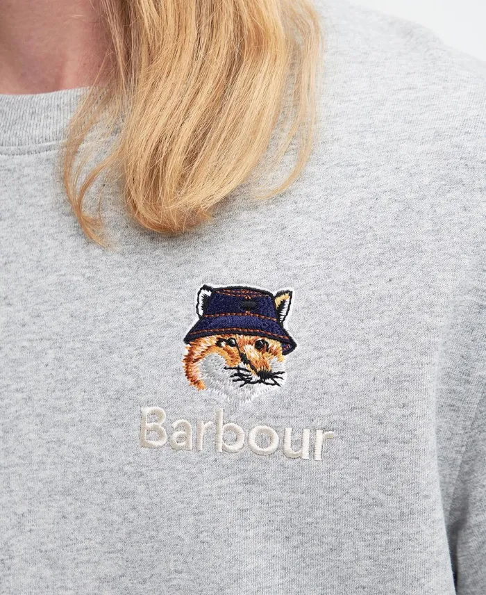 Men TShirts Barbour X Maison Kitsun Fox Head TShirt Grey Marl Men TShirts Barbour X Maison Kitsun Fox Head TShirt Grey Marl