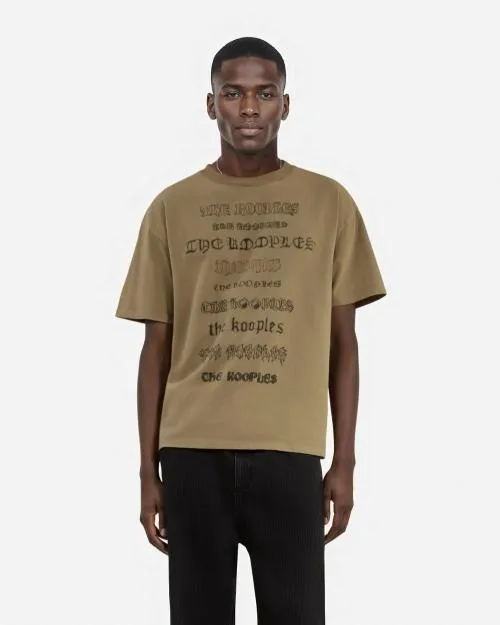 Men Tshirts The Kooples Brown Screen Print TShirt Light Brown