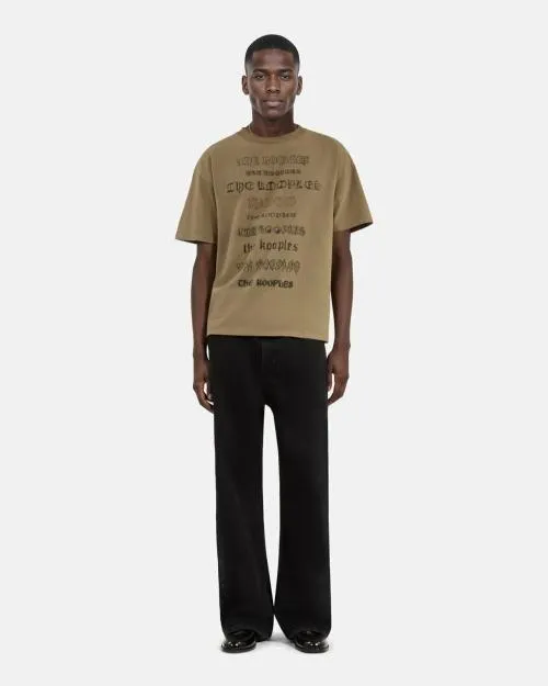 Men Tshirts The Kooples Brown Screen Print TShirt Light Brown