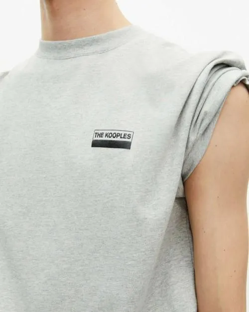 Men Tshirts The Kooples Gray Screen Print TShirt Light Grey Melange