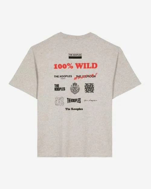 Men Tshirts The Kooples Gray Screen Print TShirt Light Grey Melange
