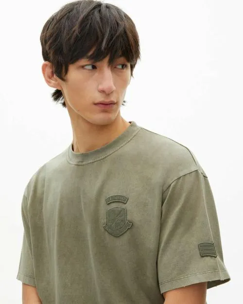 Men Tshirts The Kooples Khaki TShirt With Patches Kaki