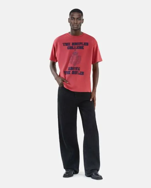 Men Tshirts The Kooples Red Screen Print TShirt Red Burgundy