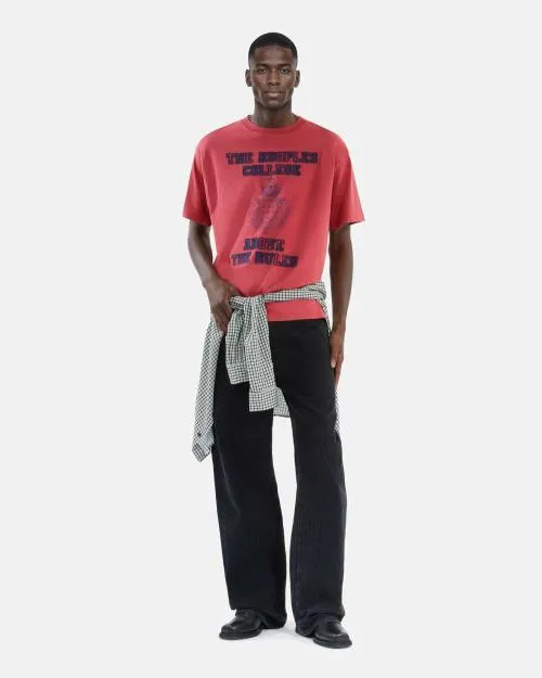 Men Tshirts The Kooples Red Screen Print TShirt Red Burgundy