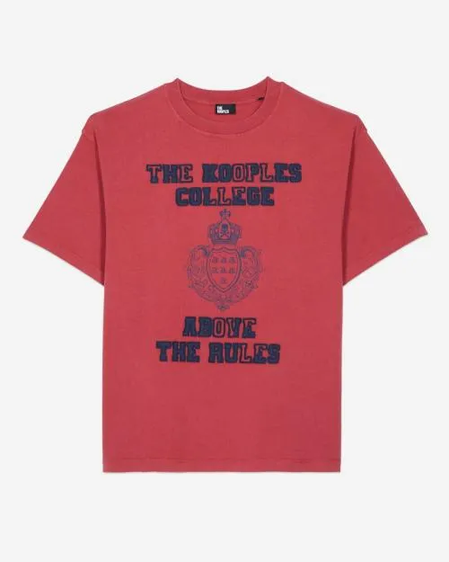 Men Tshirts The Kooples Red Screen Print TShirt Red Burgundy