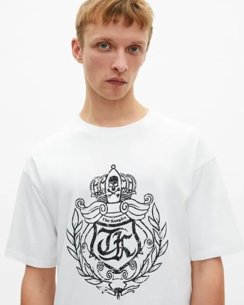 Men Tshirts The Kooples White Crest Screen Print TShirt White