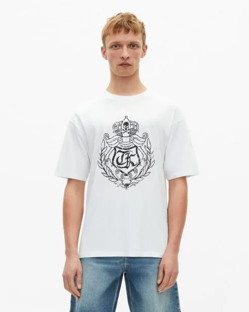 Men Tshirts The Kooples White Crest Screen Print TShirt White