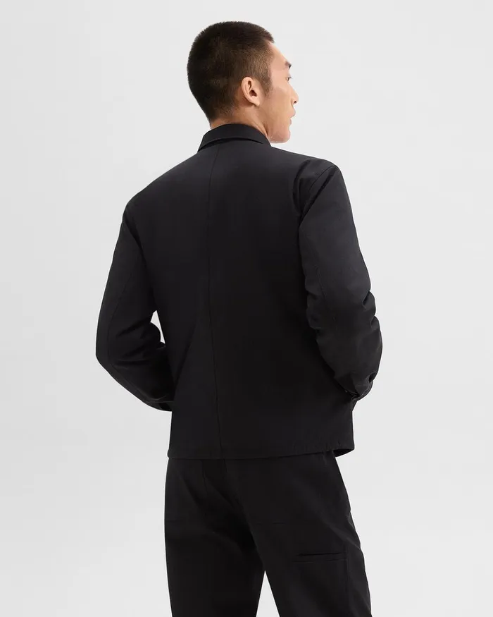 Men Theory Outerwear Coach Jacket In Gabardine Black