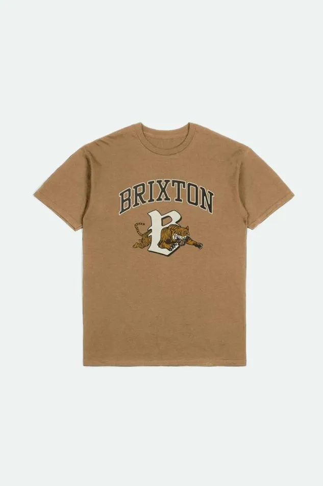 Men Tiger SS Standard TShirt Tobacco Brown Worn Wash Brixton TShirts