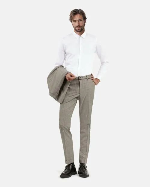 Men Trousers and Jeans The Kooples Beige Prince Of Wales Wool Suit Pants Beige Melange Men Trousers and Jeans The Kooples Beige Prince Of Wales Wool Suit Pants Beige Melange
