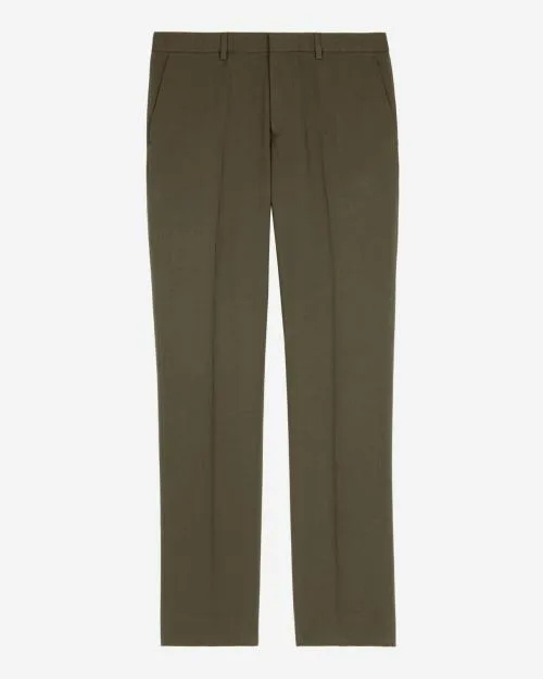 Men Trousers and Jeans The Kooples StraightCut Khaki Cotton And Linen Suit Pants Kaki