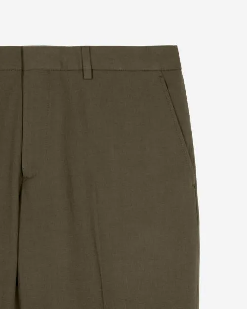 Men Trousers and Jeans The Kooples StraightCut Khaki Cotton And Linen Suit Pants Kaki