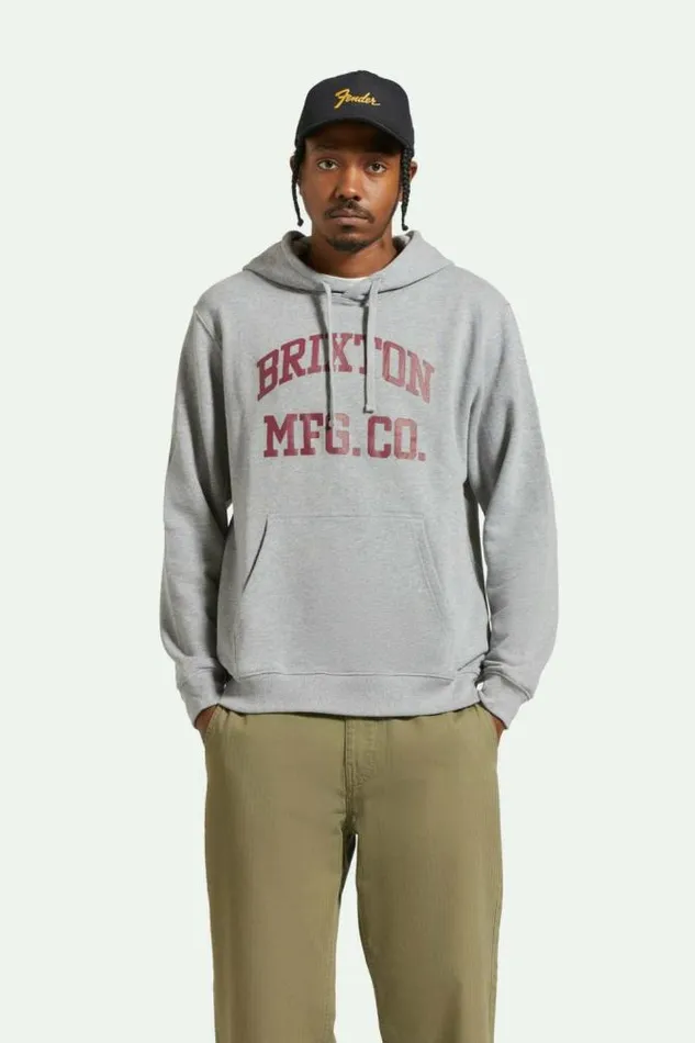 Men Varsity Broken In Hoodie Heather Grey Brixton Sweatshirts and Hoodies